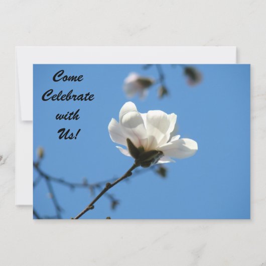 来祝一緒に！招待状ブルーホワイト 招待状 (正面)