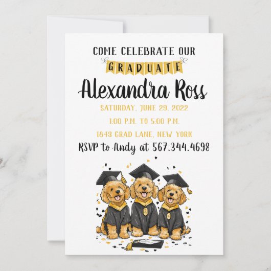 来祝Goldendoodle Dogs 招待状 (正面)