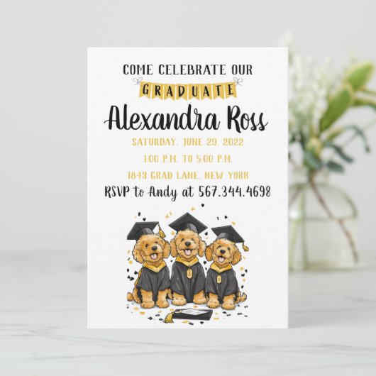 来祝Goldendoodle Dogs 招待状 (スタンド正面)