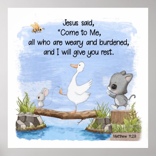 来私と私はマタイ与え11:28 ポスター (正面)