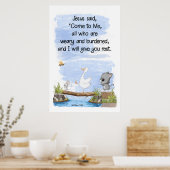 来私と私はマタイ与え11:28 ポスター (キッチン)