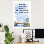 来私と私はマタイ与え11:28 ポスター (ホームオフィス)