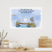 来私と私はマタイ与え11:28 ポスター (キッチン)