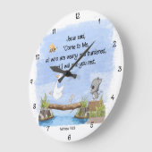 来私と私はマタイ与え11:28 ラージ壁時計 (傾斜)