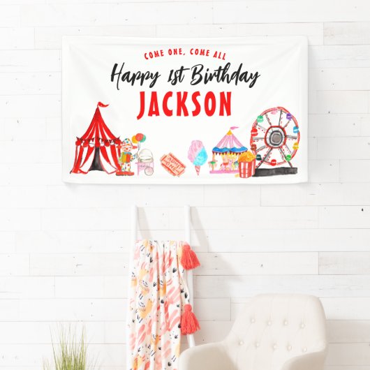 来1つすべてカーニバルサーカス子供の誕生日 横断幕 (インサイチュ)