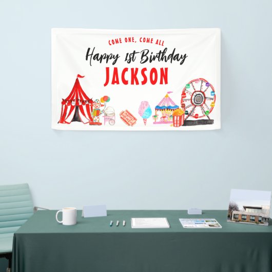 来1つすべてカーニバルサーカス子供の誕生日 横断幕 (トレードショー)