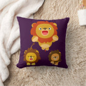 「来!」 かわいい漫画ライオンズピロー3つ クッション (ブランケット)