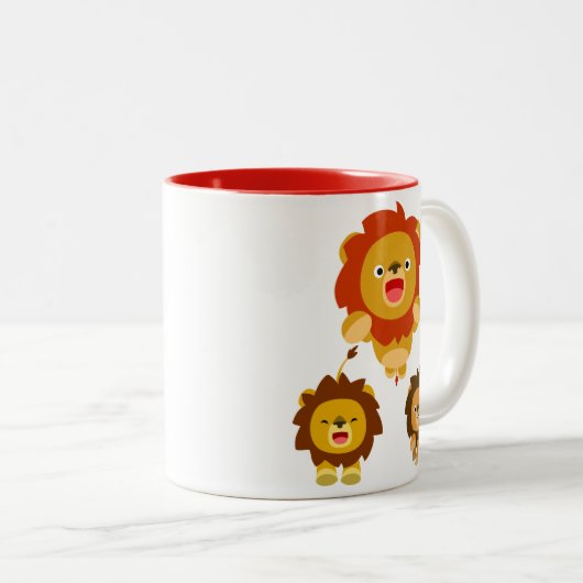 来!!」 かわいい漫画ライオンズマグカップ3 ツートーンマグカップ (正面右)