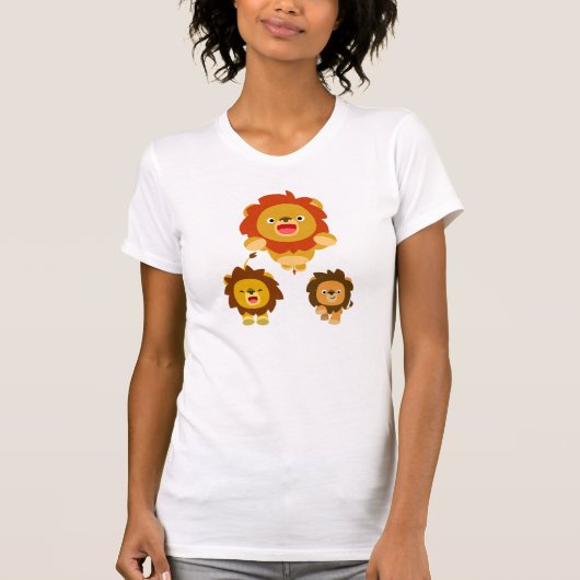 来!!」 かわいい漫画ライオンズ女性3人Tシャツ Tシャツ (正面)