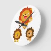 来!!」 可愛い漫画ライオンズウォールクロック ラウンド壁時計 (傾斜)