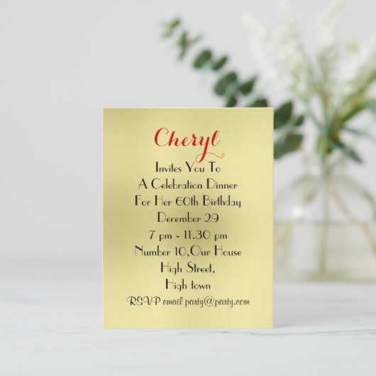 来Dine With Me Dine Dinner Place Setting 招待状 (スタンド正面)