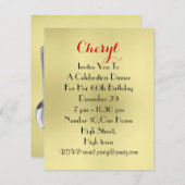 来Dine With Me Dine Dinner Place Setting 招待状 (正面/裏面)