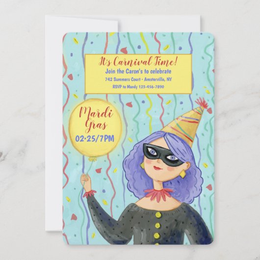 来Mardi Grasパーティー 招待状 (正面)