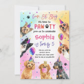 来Sit Stay Pawty Animals犬の誕生日パーティー 招待状 (正面)