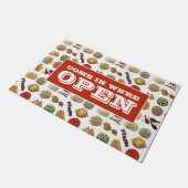 来We're'Openインディアンレストランカフェ食品 ドアマット (アングル)