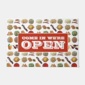来We're'Openインディアンレストランカフェ食品 ドアマット (正面)