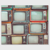 杭の壁レトロテレビカラフル ラッピングペーパー (フラット)
