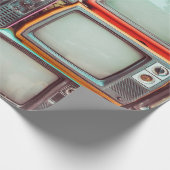 杭の壁レトロテレビカラフル ラッピングペーパー (角)