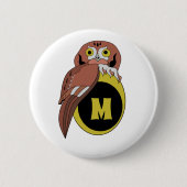 東お洒落絶叫フクロウモノグラム 缶バッジ (正面)