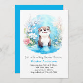 東お洒落色の野草少年の赤ちゃんシャワー 招待状 (正面/裏面)