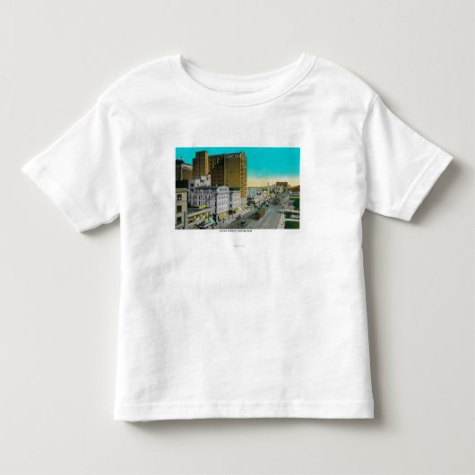 東に、ロングビーチ見る海の道 トドラーTシャツ (正面)