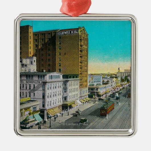 東に、ロングビーチ見る海の道 メタルオーナメント (正面)