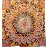 東のアクセントのヴィンテージのペルシャ絨毯パターン シャワーカーテン (正面)