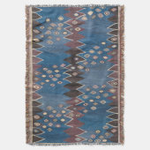 東のアクセントのヴィンテージのペルシャ絨毯パターン スローブランケット (正面縦)