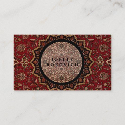東のアクセントのヴィンテージのペルシャ絨毯パターン 名刺 (正面)