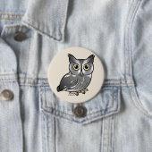 東のアメリカオオコノハズク(灰色段階) 缶バッジ (インサイチュ)