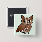 東のアメリカオオコノハズク(赤い段階) 缶バッジ (正面&裏面)