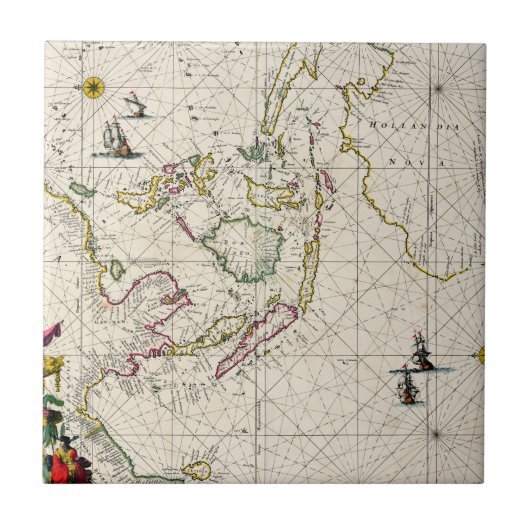 東のインディの旧式な地図 タイル (正面)