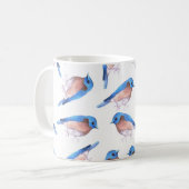東のブルーバードの水彩画のかわいい鳥 コーヒーマグカップ (正面左)