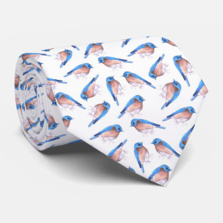 東のブルーバードの水彩画のかわいい鳥 ネクタイ