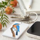 東のブルーバードの野生の鳥Keychain キーホルダー (正面右)