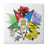 東の星の花柄のタイル タイル (正面)