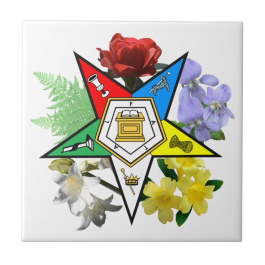 東の星の花柄のタイル タイル (正面)