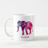 東の模様を持つカラフルエキゾチック象 コーヒーマグカップ (左)