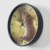 東の灰色リスが立って見ている 壁時計 (傾斜)