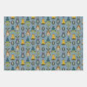 東の花のパターンのギフトラップ ラッピングペーパーシート (正面2)