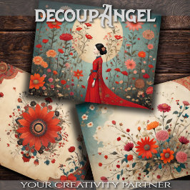 東の調和- 3のセット – Decopage - ラッピングペーパーシート