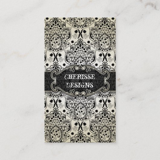 東の黒いバロック式のダマスク織の名刺 名刺 (正面)