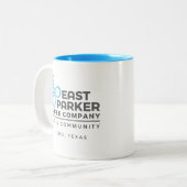 東のParkerのロゴのコーヒーカップ- 11のoz. ツートーンマグカップ (正面左)
