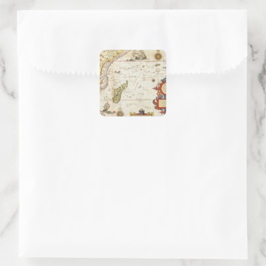 東アフリカとマダガスカルの地図1596 (hand colo) スクエアシール (バッグ)