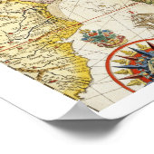 東アフリカとマダガスカルの地図1596 (hand colo) ポスター (角)