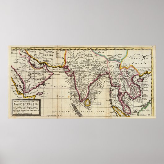 東インディの地図 ポスター (正面)