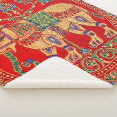 東インディアン象プリント シェルパブランケット (3/4)