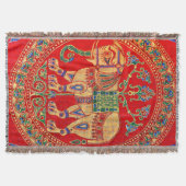 東インディアン象プリント スローブランケット (正面)