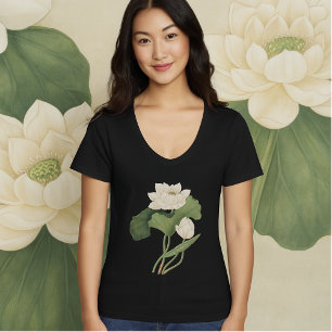 東インドの植物画 ロータスフラワー Tシャツ