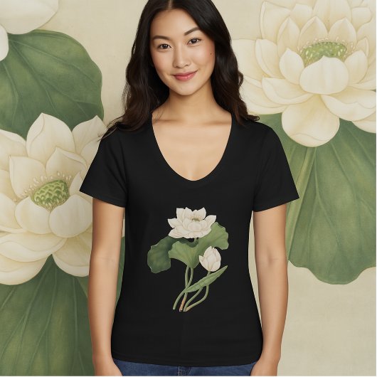東インドの植物画 ロータスフラワー Tシャツ